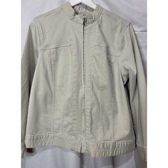 Rare CJ Banks Christopher and Banks Khaki Moto Jacket Size XL - Picture 3 of 11